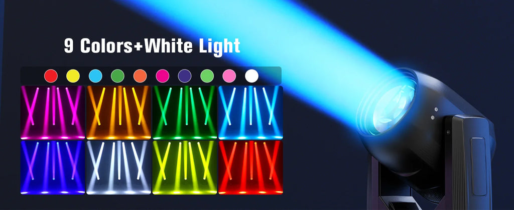 U'King 150W Beam Moving Head Light Rotating 18 Prisms 14 Gobos LED Rainbow Effect Zoom Stage Light DMX512 for DJ Disco Wedding