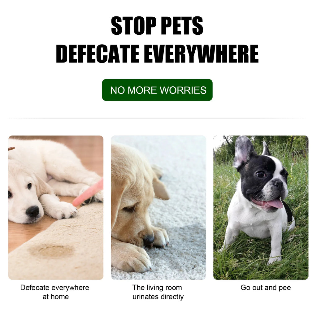 Pet toilet training spray for dogs and puppies to encourage potty positioning and stop indoor accidents.