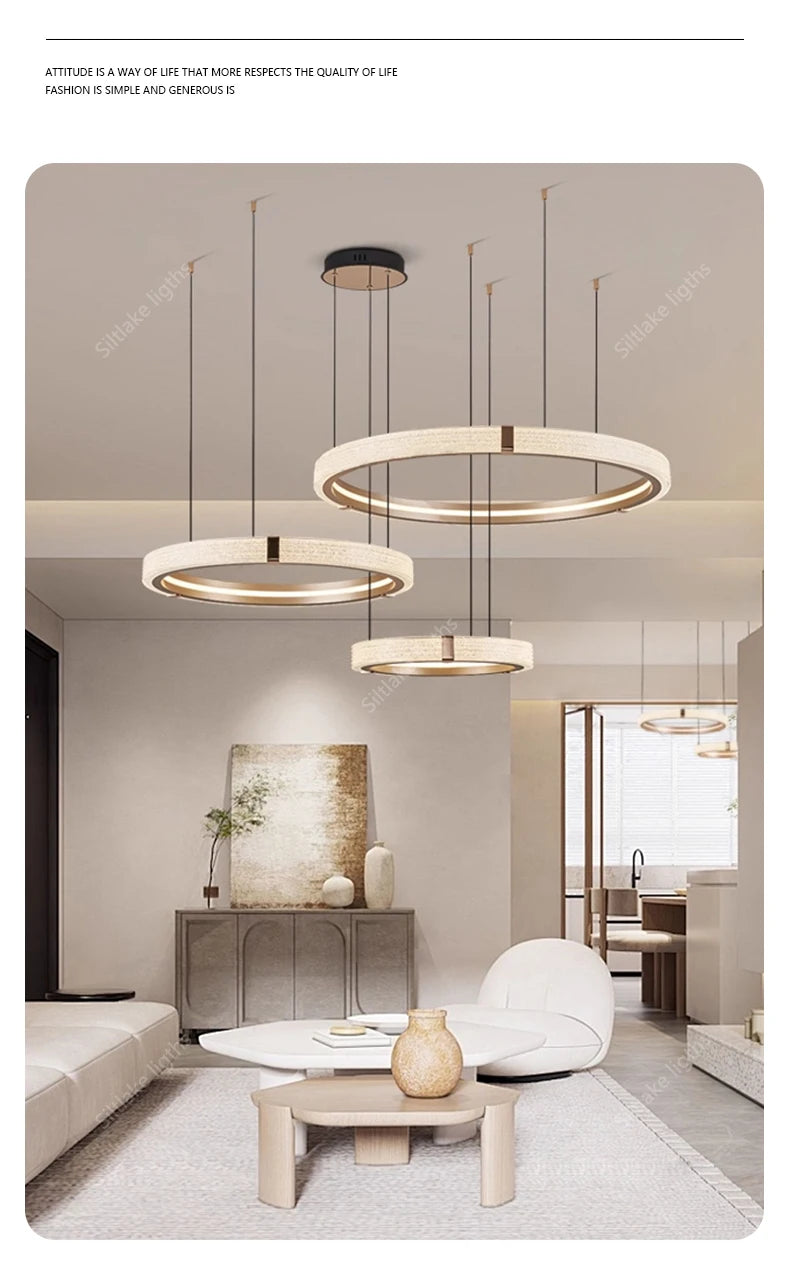 Modern Round LED Ring Light – Adjustable Minimalist Pendant 40-80cm Tidesmit