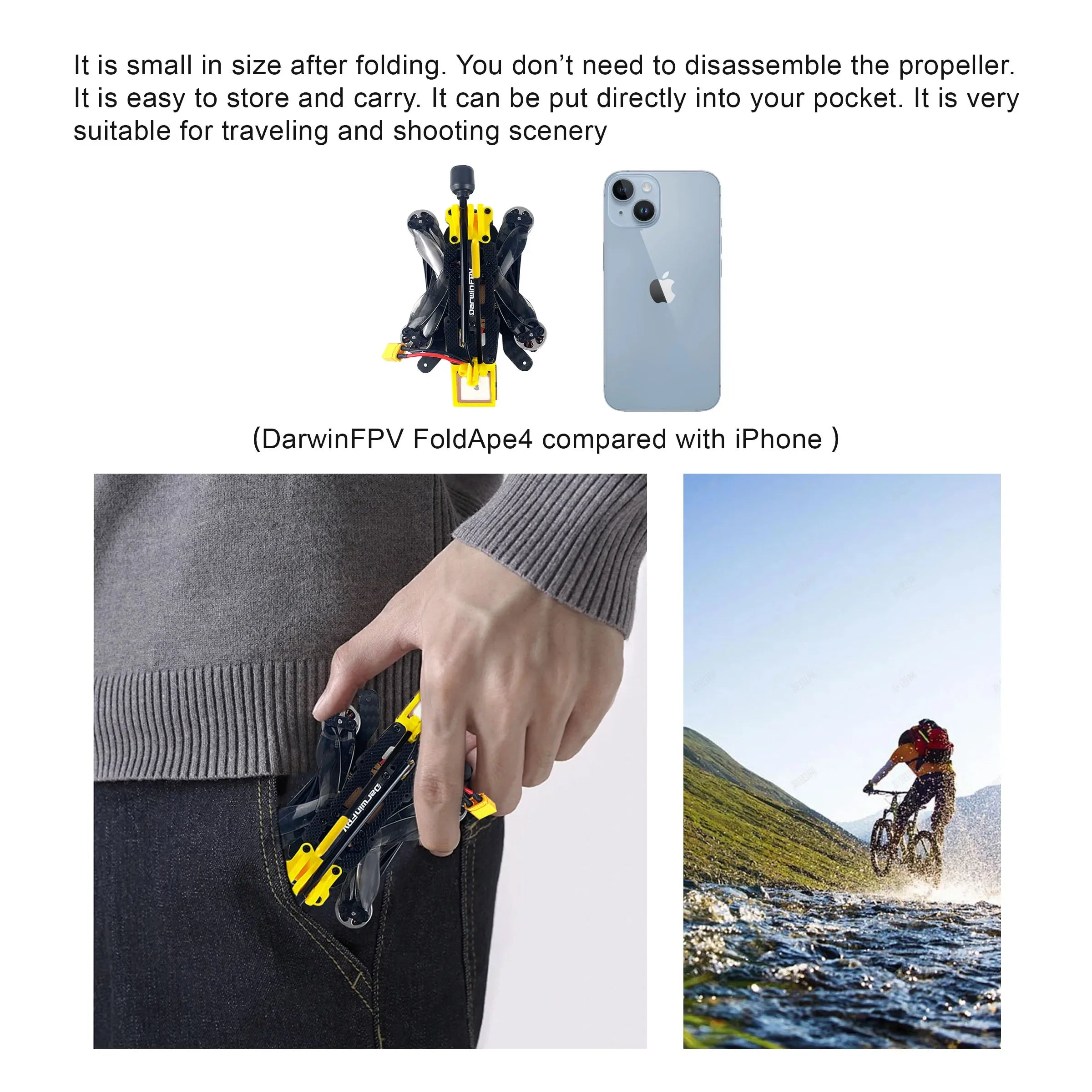 FoldApe4 Folding FPV Drone - 4-Inch Long Range Quadcopter BNF Tidesmit
