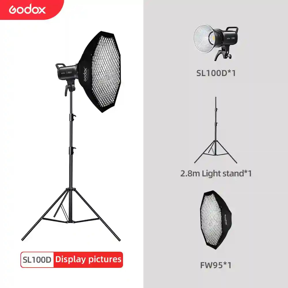 Godox SL100D LED Video Light 100W 5600K Bowens Mount Studio Kit SL100D Kit 8 Tidesmit