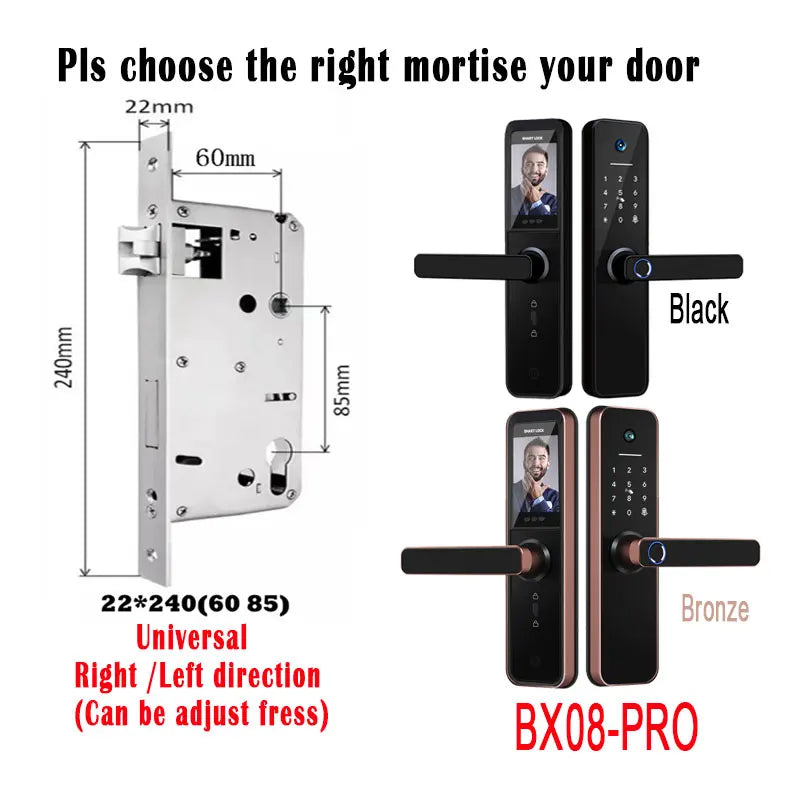Tuya visual Wifi Digital Electronic Smart Fingerprint Door Lock With Biometric Camera intelligence Card Password Key Unlock