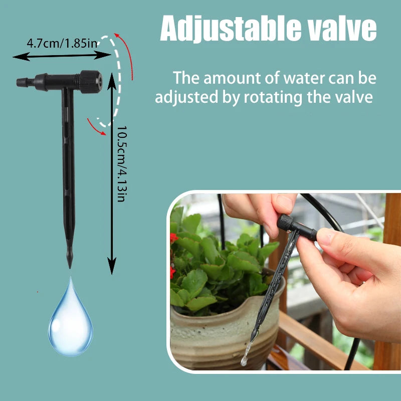 Garden Black Adjustable valve Drip Irrigation Kit Potted Plant Watering Device 4/7mmHose Watering Saving MicroDripper Greenhouse