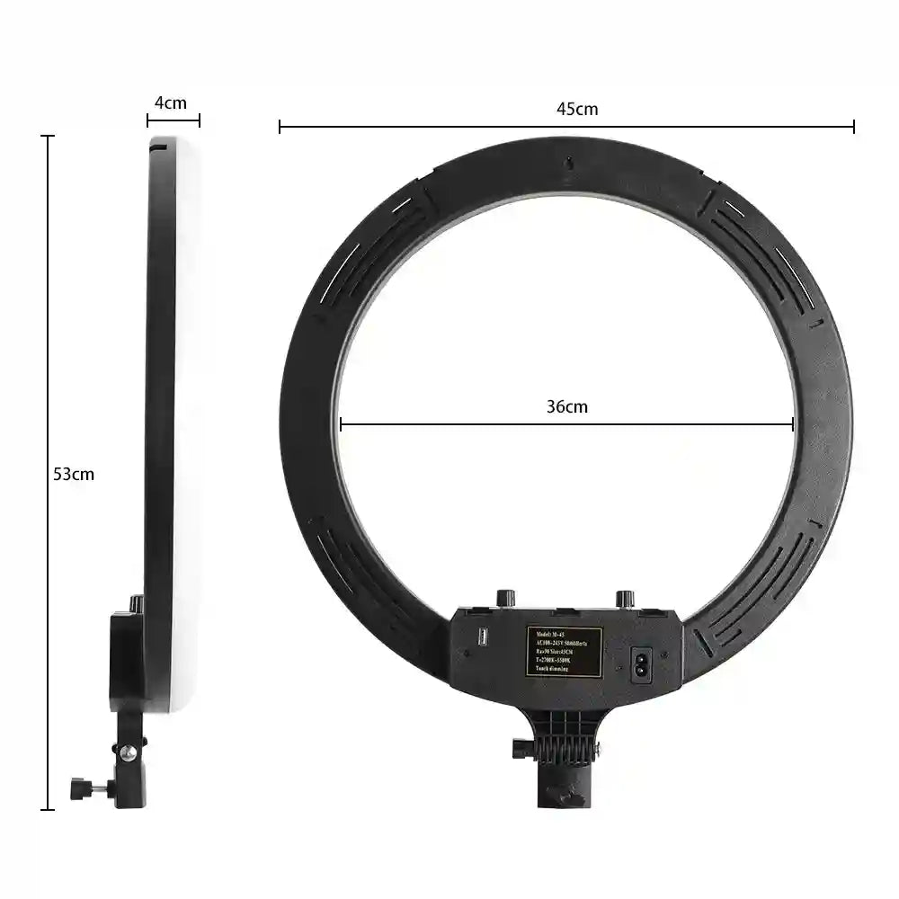 18 Inch RGB LED Ring Light with Tripod - Dimmable Studio Lighting Tidesmit