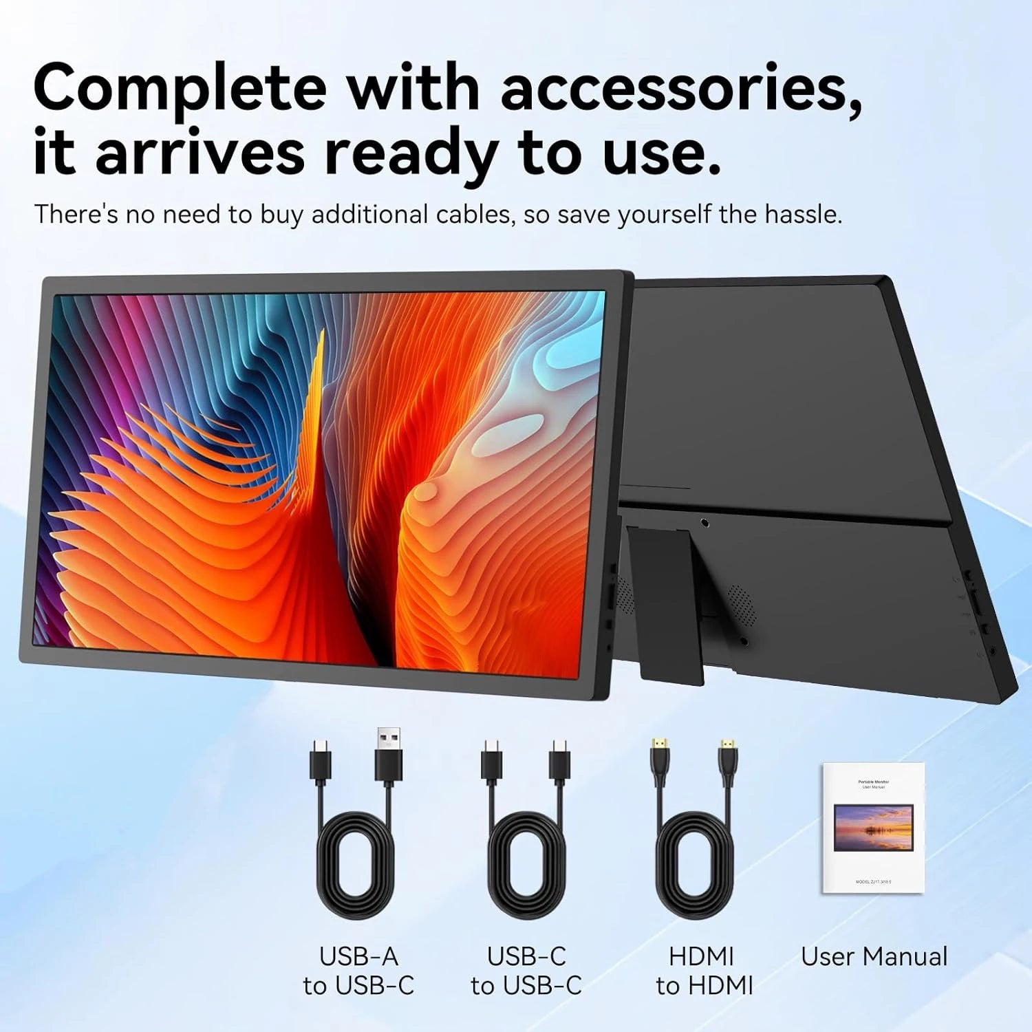 17.3 Inch Portable Monitor 250 Nits 72% SRGB IPS HDR Travel Computer Display USB Type-C MiniHDMI Dual Speakers VESA for Mac Phon