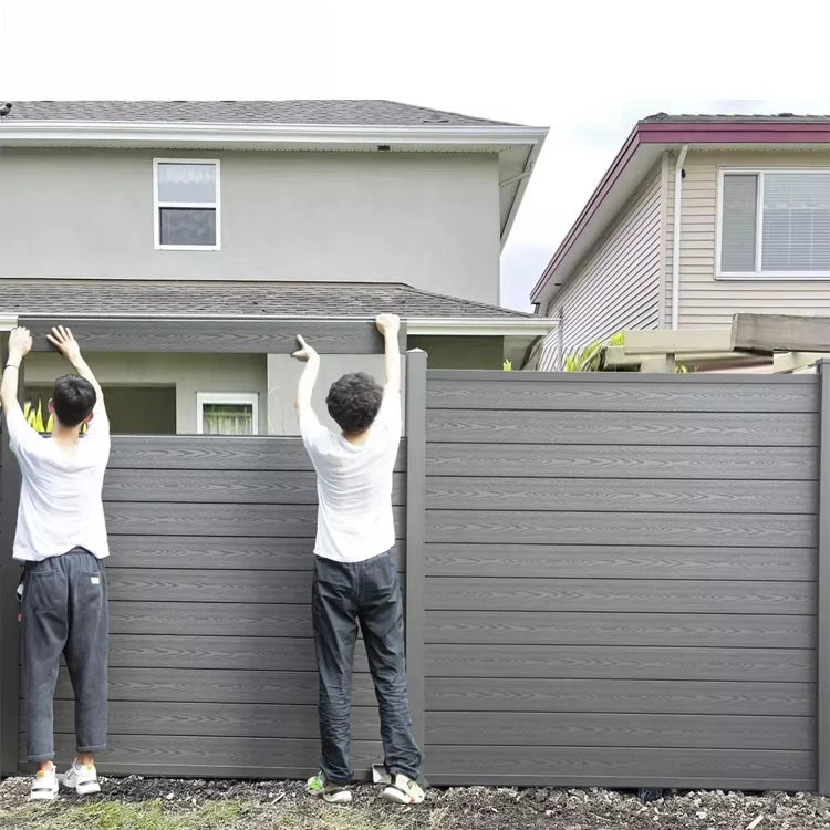 Wholesale WPC Garden Fence Panel Easy Installation UV Resistant Wood Plastic Composite Aluminum Frame Outdoor Fencing