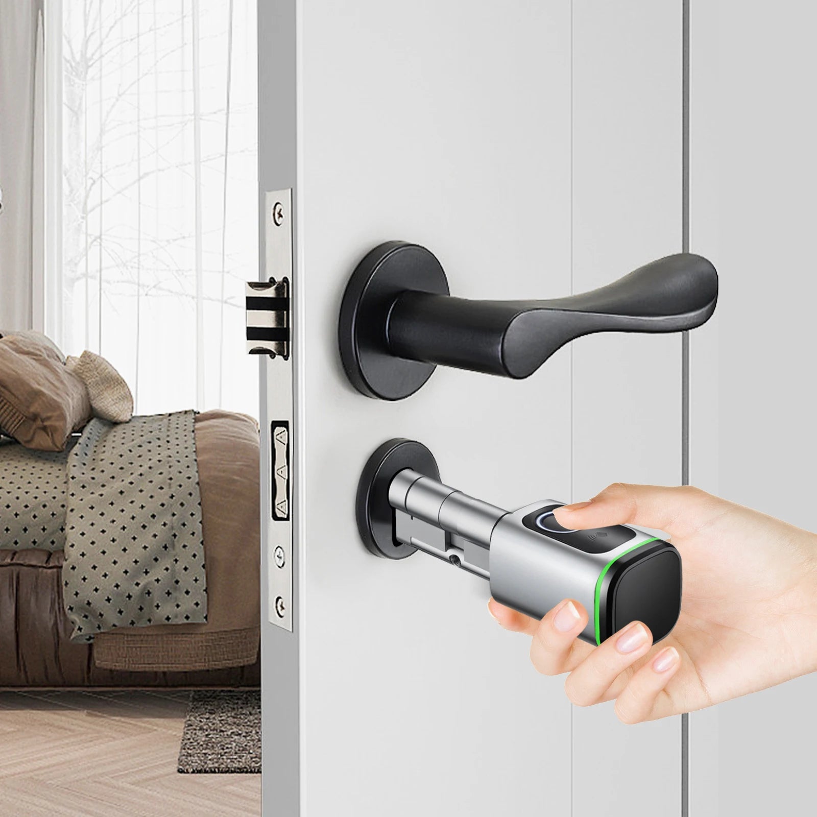 Advanced Smart Lock 4-in-1 Fingerprint/APP/Card/Key IP53 Waterproof 100 Users Alloy Durable for Home Hotel Apartment Door