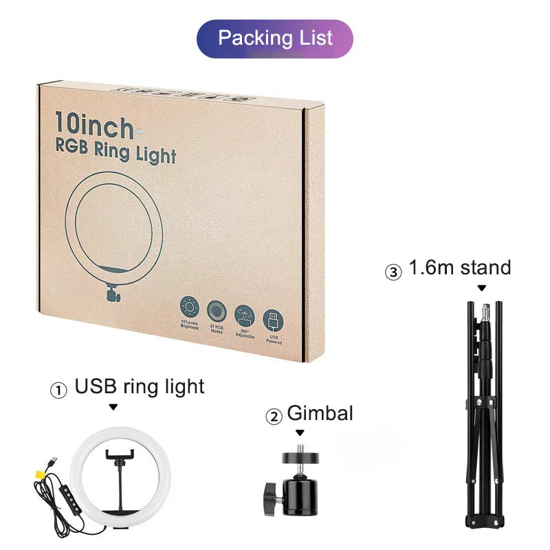 RGB Ring Light with Tripod Stand & Remote for Pro Content Creation RGB and stand Tidesmit