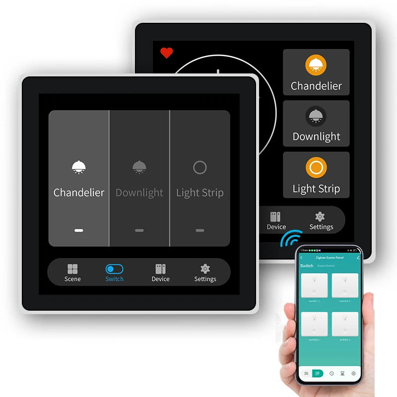 Smart Wall Switch 4 Inch Zigbee Touch Screen Control Panel for EU Homes Tidesmit