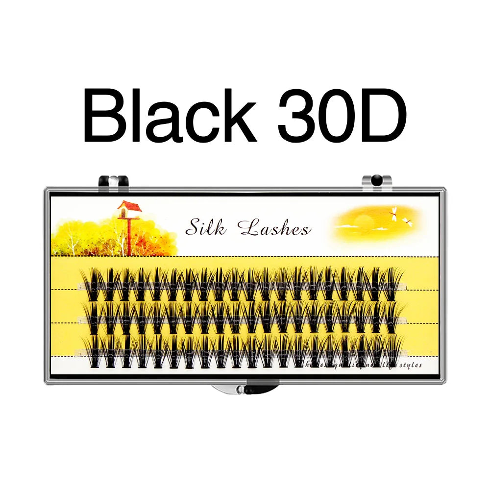 Individual Cluster 3D Volume Silk Lashes by Tidesmit False Eyelashes Black 30D Tidesmit