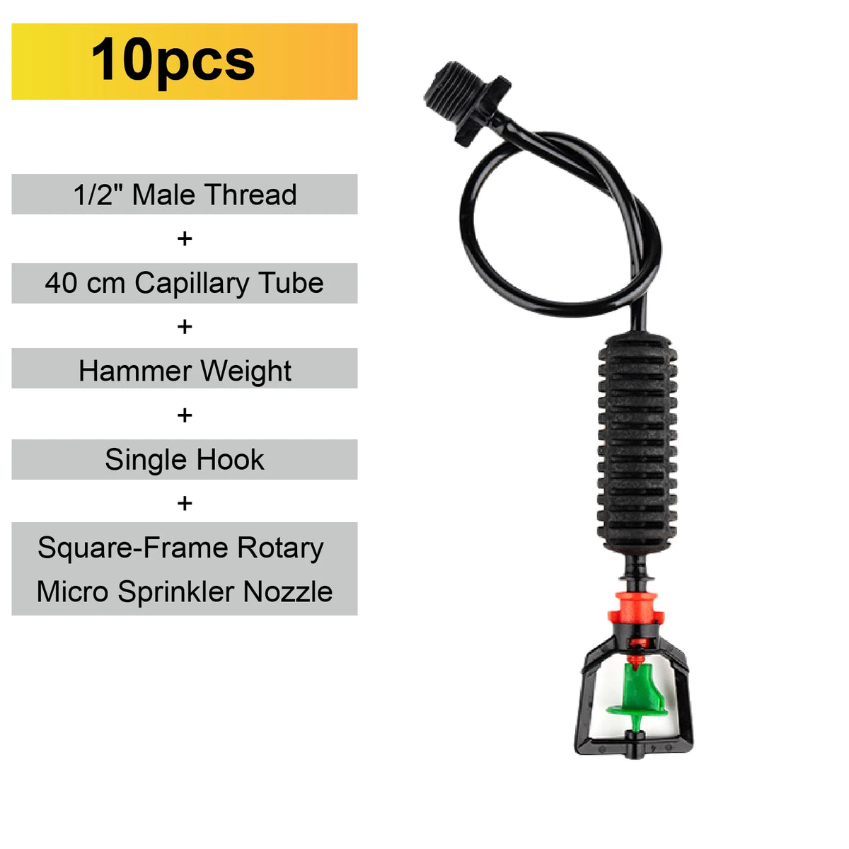 Inverted square-frame rotary micro sprinkler nozzle with green base and tube