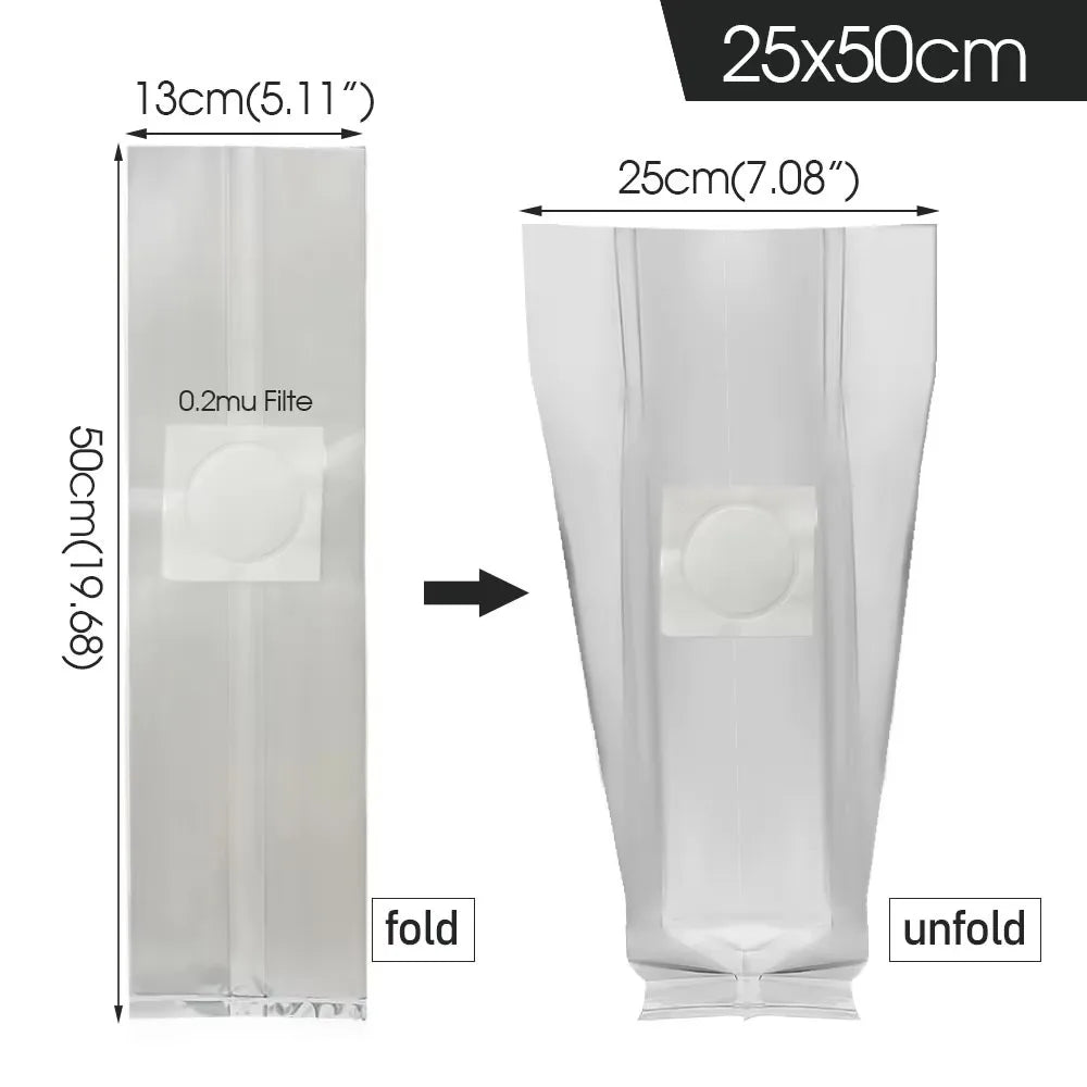 50pcs High Quality PP Mushroom Planting Bag 0.2um Filter Clear Mushroom Spawn Grow Bag Tissue Culture Bag Indoor Gardening