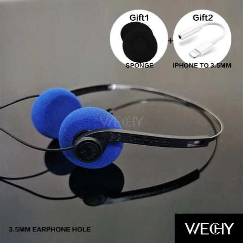 Retro Wired Headphones with Microphone - Lightweight Over-Ear Design Blue-add-iphone Tidesmit