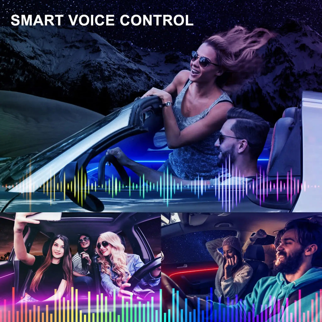 LED Car Interior Ambient Lighting Kit with RGB Smartphone Control Tidesmit