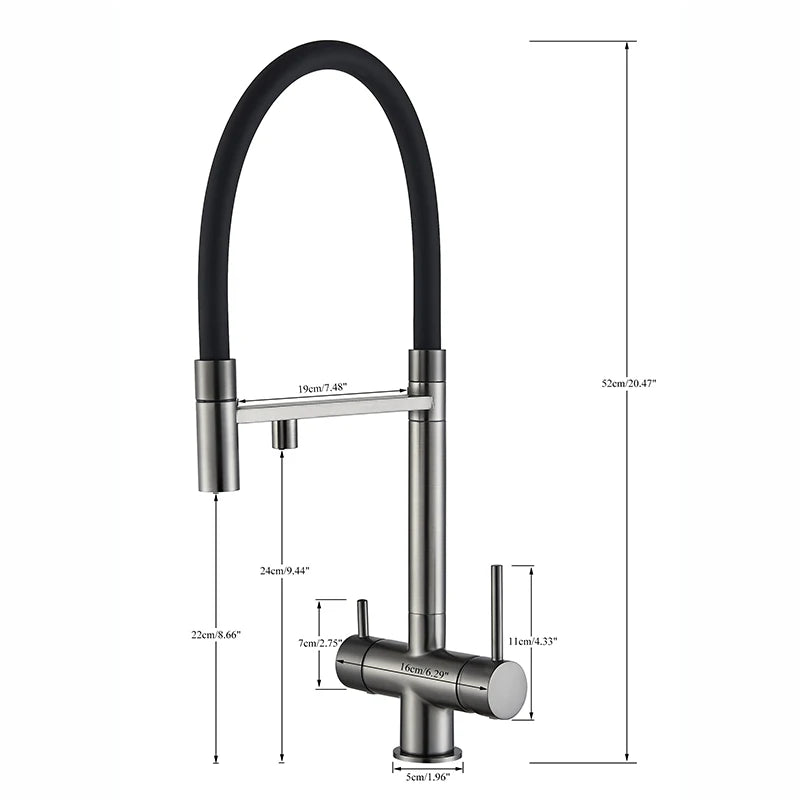 Filtered Kitchen Faucets Dual Spout Filter Faucet Mixer Pull Out Spray 360 Rotation Water Purification 3 Ways Sink Mixer Kitchen