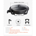 Black 5 L electric hot pot with glass lid and side handles, included power cord