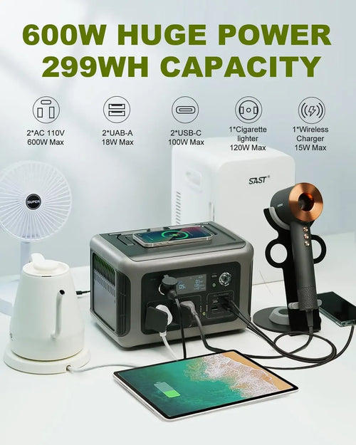 Portable Power Station 299Wh LiFePO4 with 100W Solar Panel Kit Tidesmit