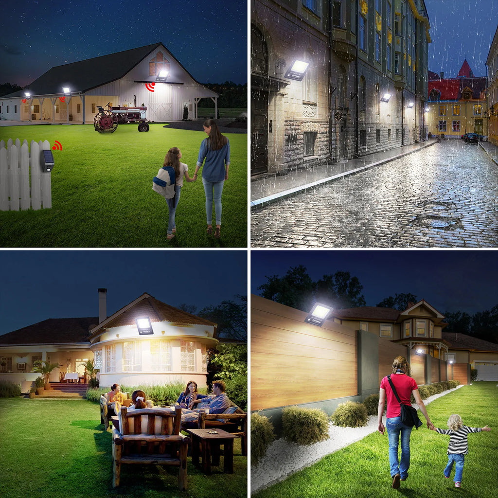 Intelamp 12000mah Long Battery Life Solar Lights With Super Large Solar Panel Faster Charging Two Motion Sensors Detect Wider&Longer For Garden Street Wall Yard