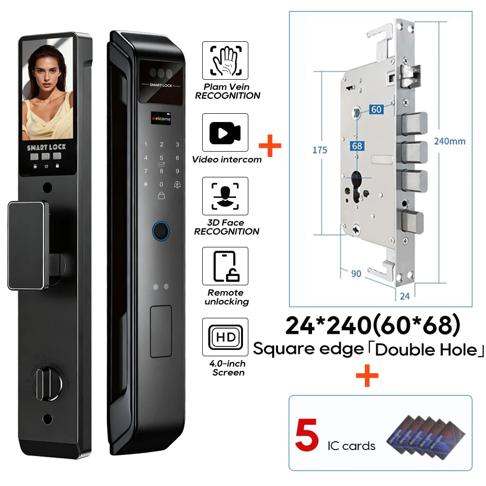 SANKESONG Tuya 3D Face Recognition Smart Lock with Security Camera Digital Electronic Intelligent Fingerprint Lock