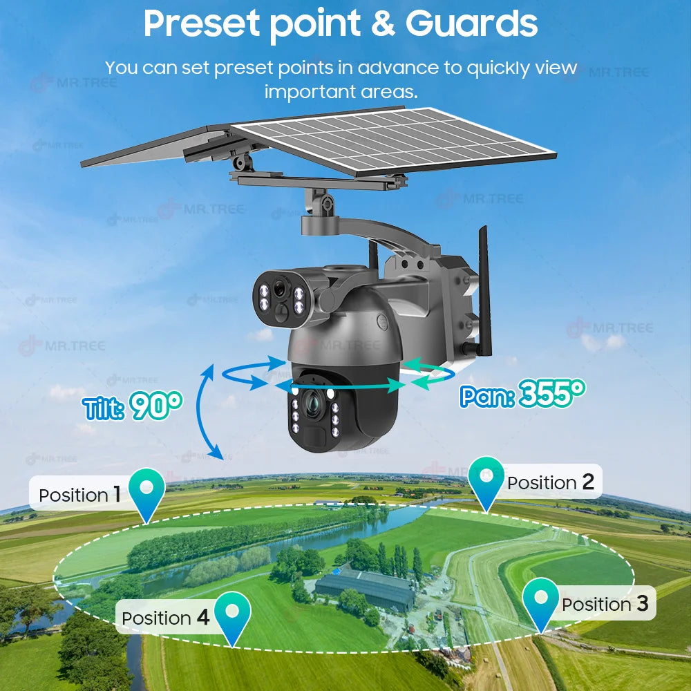 4K 50X Optical Zoom Solar Camera 10MP Dual Lens Home Outdoor 4G Sim PTZ Surveillance WIFI Security AI Auto Tracking CCTV IP Cam