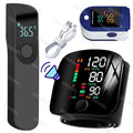New LED Wrist Blood Pressure Monitor English Voice Broadcast Sphygmomanometer Tonometer BP Monitor Forehead Digital Thermometer