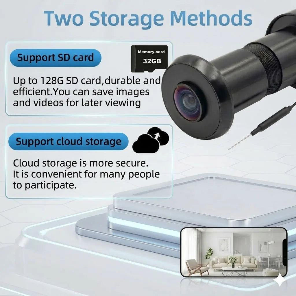 IR Night Vision 3MP 2K HD 180° Video Doorbell Peephole Camera Two-Way Audio Motion Detect, Tuya App, Dual WiFi, EU/US/UK/AU Plug