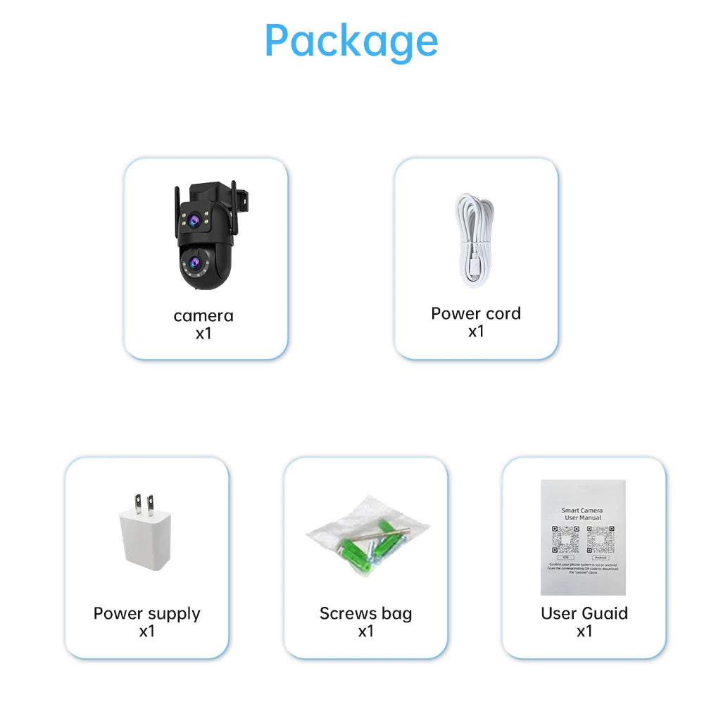 Jooah 4K 8MP Outdoor Surveillance Camera Dual Lens 5G Wifi IP Camera HD Full Color Night Vision CCTV Video Home Security Cameras