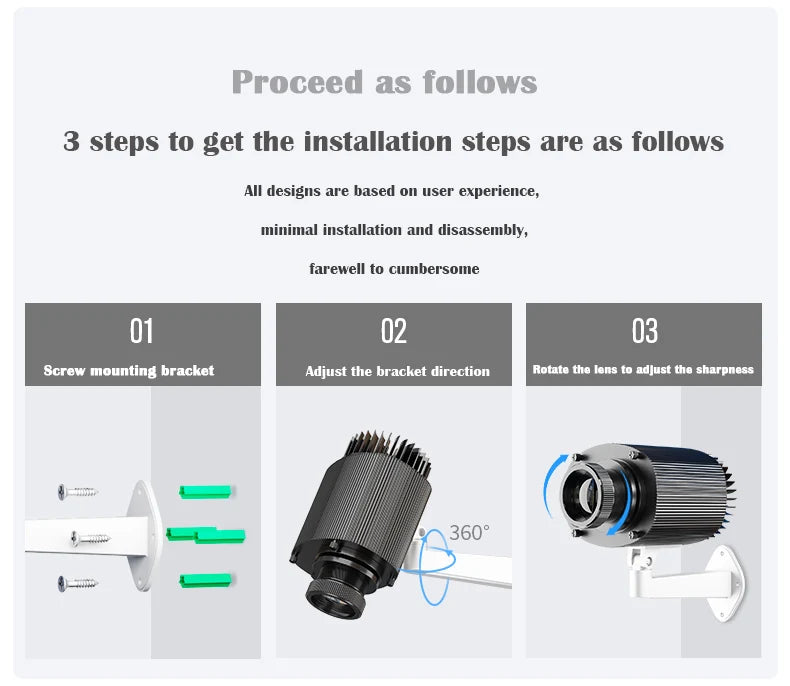 Custom Avatar Gobo Advertising Outdoor Lights IP67 Waterproof Rotating LED Logo Projector for Storefront & Shop Entrance Floor