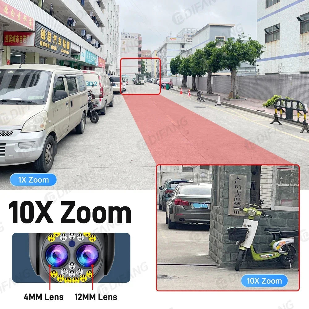 Yoosee Outdoor Camera Triple Screen Quad Lens 10X Optical Zoom AI Auto Tracking ONVIF Waterproof Yoosee CCTV Security Protection