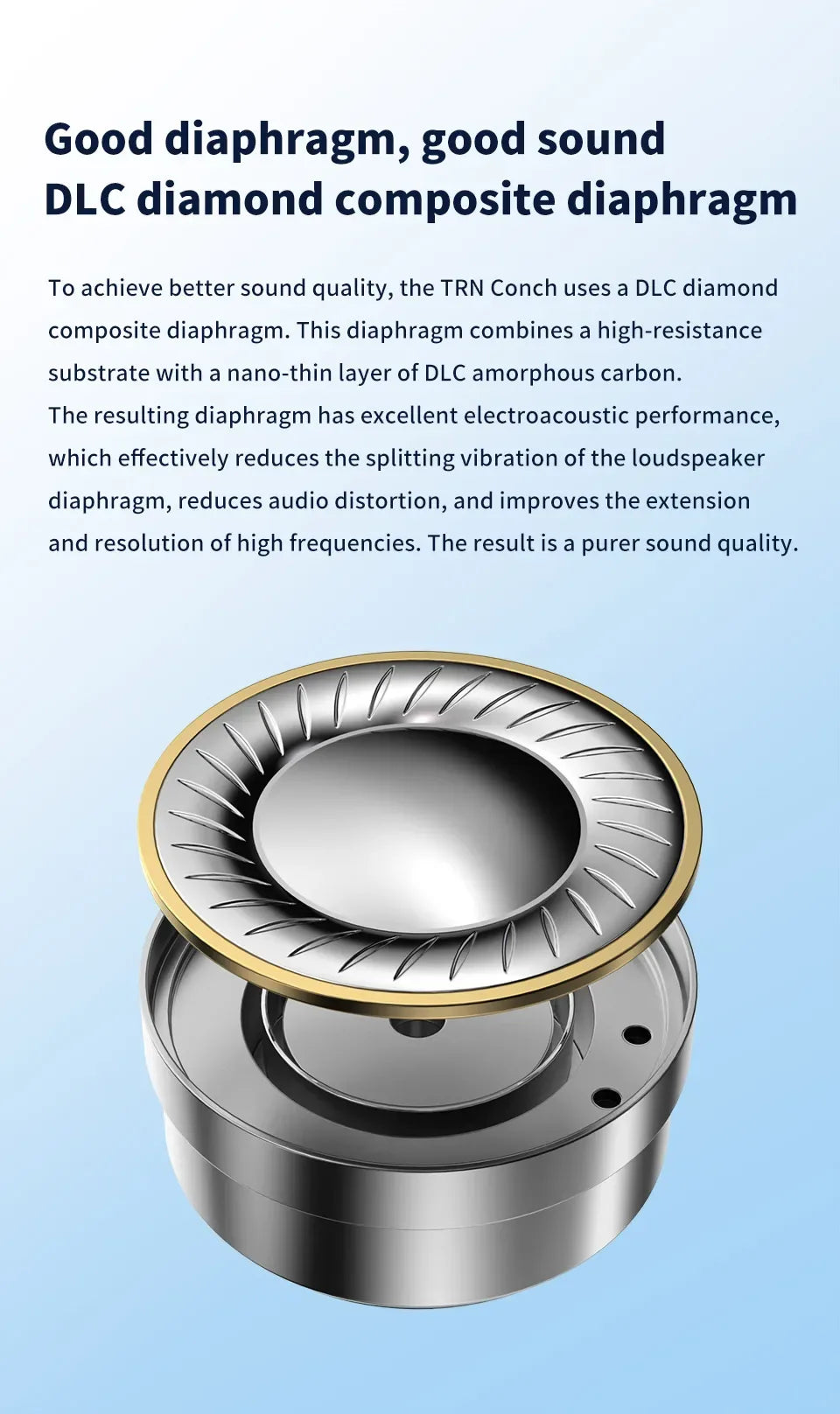 TRN Conch Earphone High-Performance DLC Diamond Diaphragm Dynamic in-Ear Monitors Music Monitors Tuning Wireless earbuds trn v80 Tidesmit