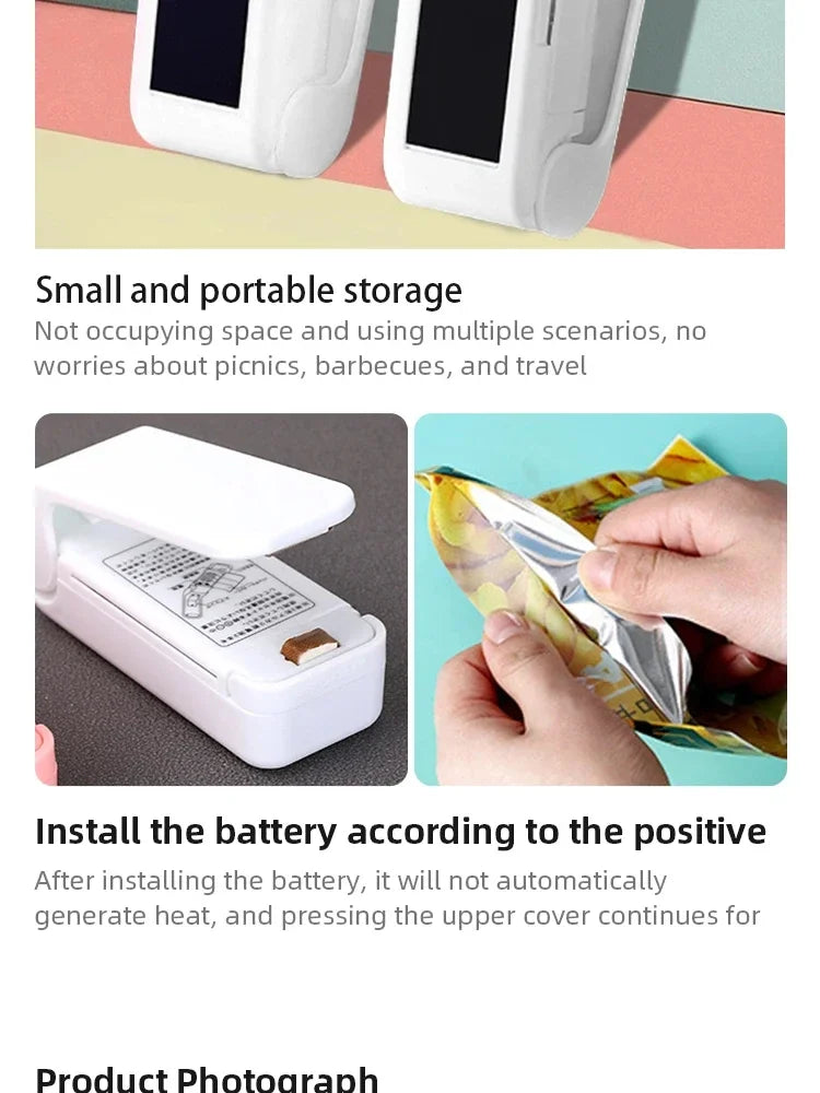 Vacuum Sealer Mini Snacks Sealing Household Heat Plastic Sealing Machine Handheld Food Preservation Portable Kitchen Gadget Safe