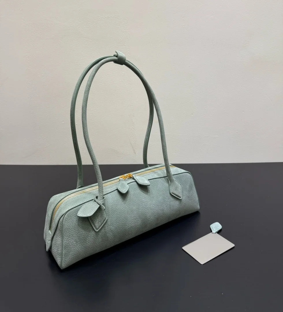 2026 high-quality genuine leather sausage bag, high-end customized high silk gloss leather handbag, women's shoulder bag