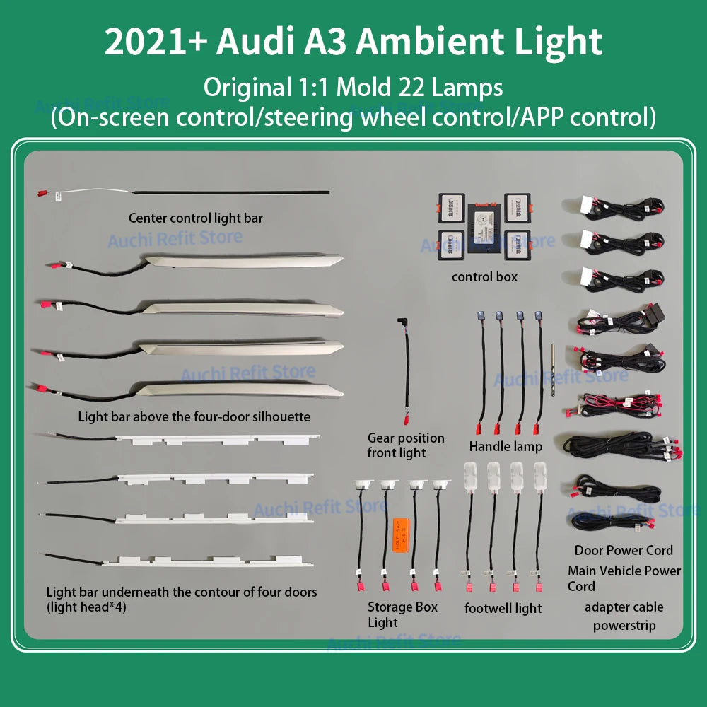 Ambient LED Interior Kit for Audi A3 S3 RS3 - 30-Color Custom Lighting 2021-2024 A3 Tidesmit