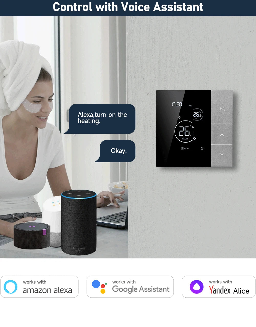 Tuya Wifi Thermostat Smart Home Thermoregulator for Warm Floor Electric Heating Gas Boiler Heating With Google Home/Alexa/Alice