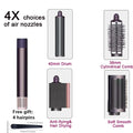 SenCiciMen 6-in-1 purple hair styler kit with 40mm curling barrel, hot air brush, dryer, and smooth comb attachments.