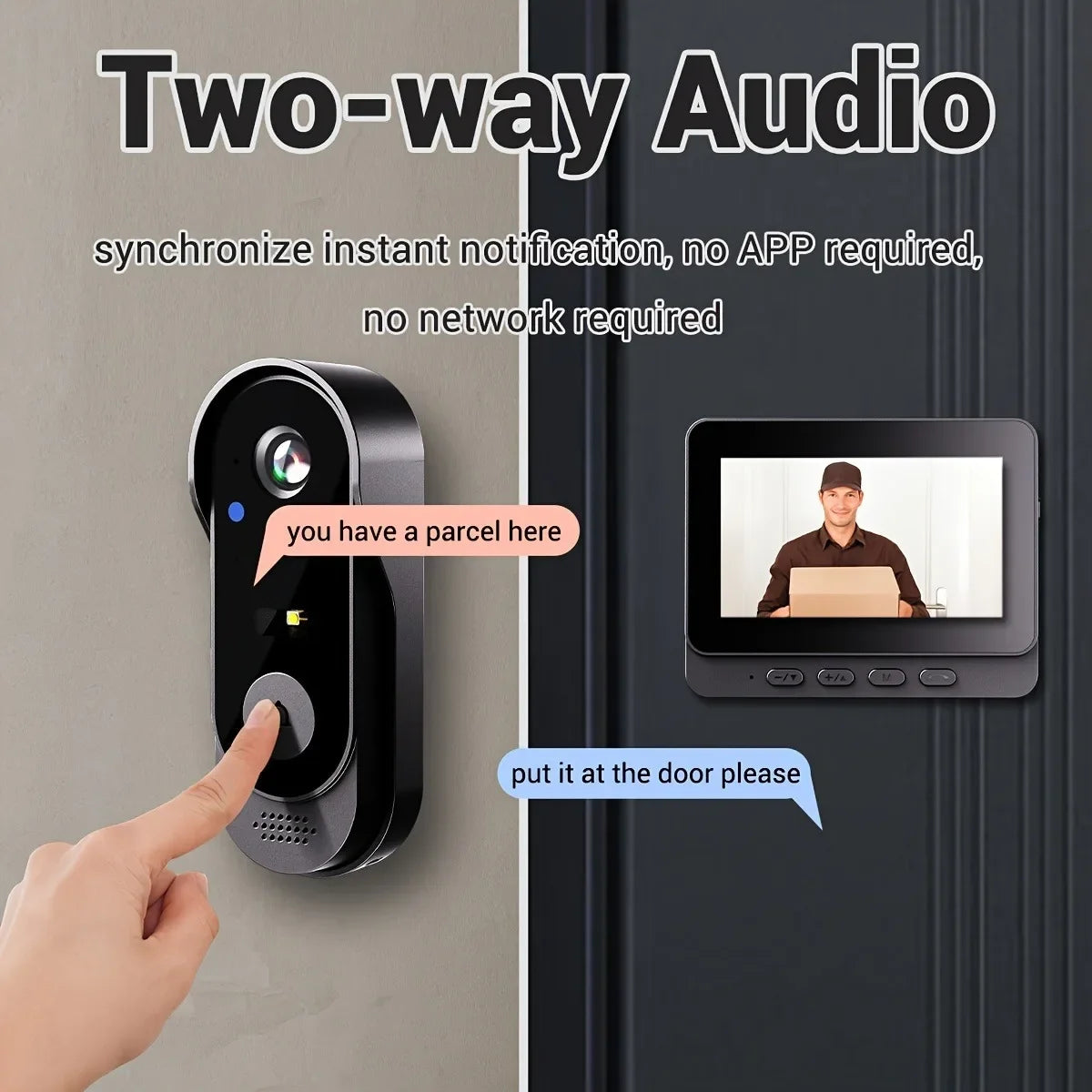 Wireless Wifi Doorbell Camera 1080P Video Intercom Doorbell Waterproof 4.3in IPS Screen Home Security Door Bell IR Night Vision
