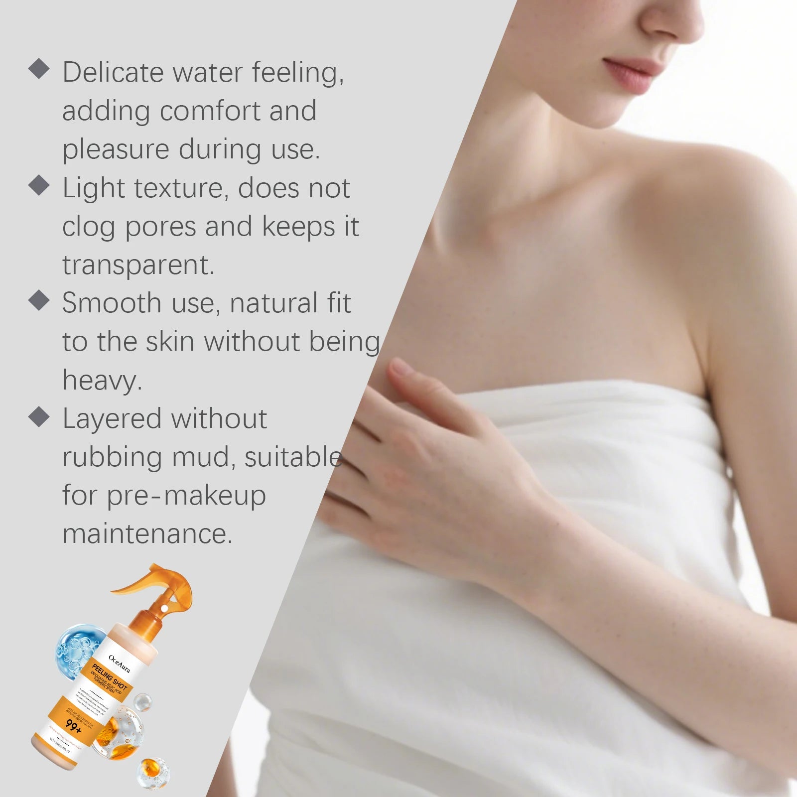 Kojic Acid Turmeric Body Exfoliating Spray with Hyaluronic Acid Niacinamide for Brightening Dark Spots Gentle Exfoliation 100ml