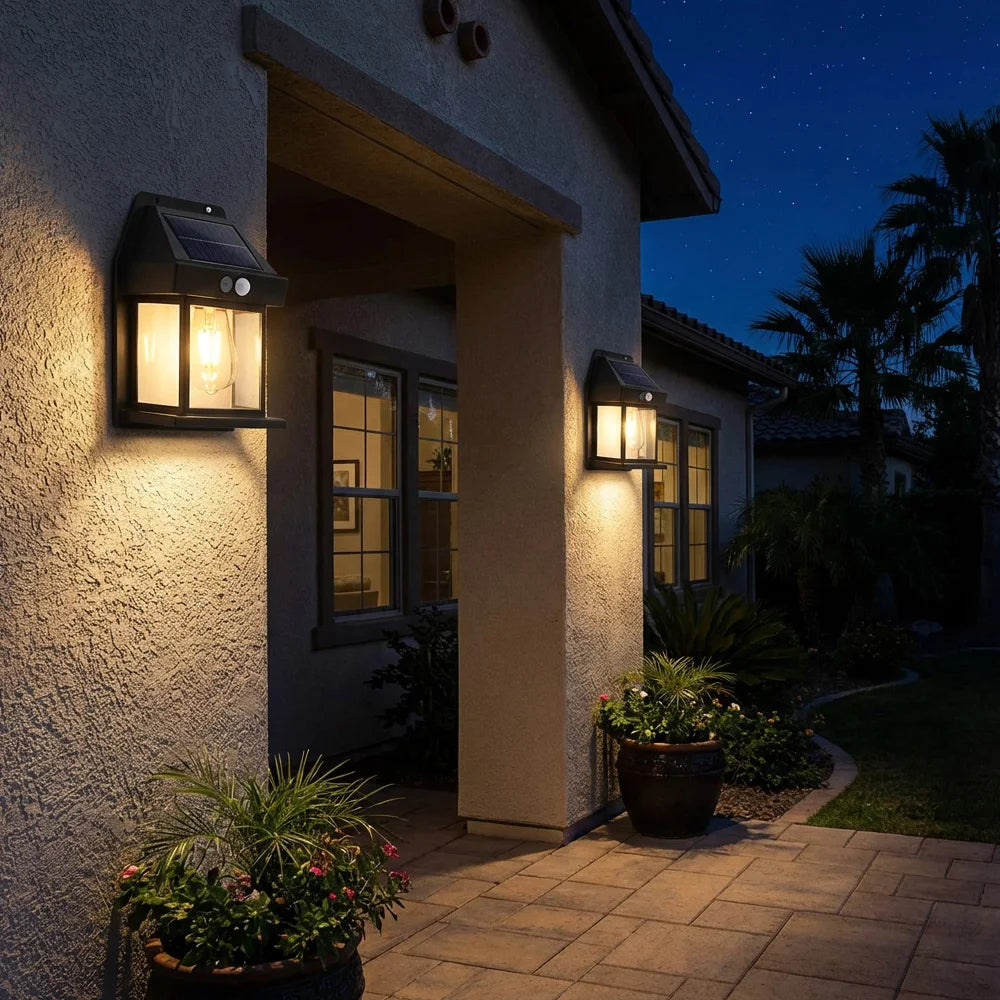 Solar Wall Light Outdoor Waterproof Motion Sensor Lamp Garden Decor Light for Porch Pathway Patio Yard Decorative Lighting
