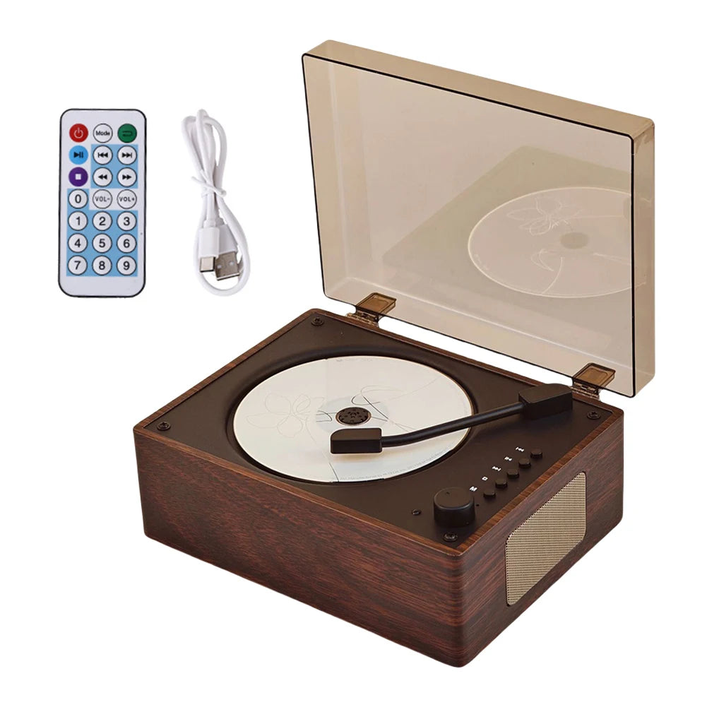 Portable Retro CD Player - Bluetooth Speaker with Woodgrain Finish Walnut Tidesmit
