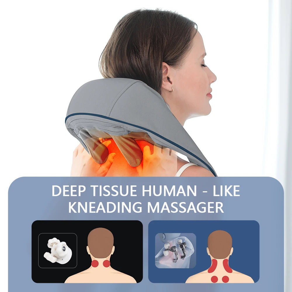 Back Massager Shawl with Heat - Rechargeable Deep Tissue Relief Device Back Massage Instrument Tidesmit