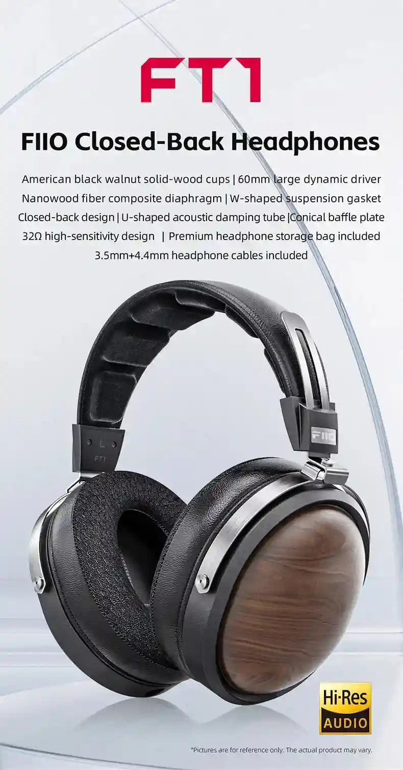 FiiO FT1 Closed-Back Headphones | Nanowood Fiber Over-Ear Audio Tidesmit