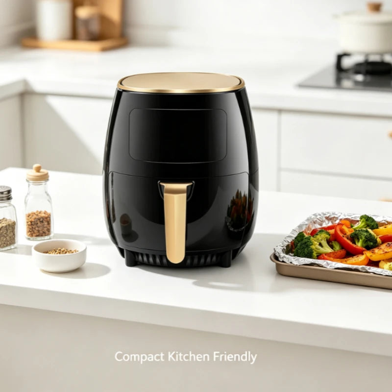 Air Fryer 6L with Touch Screen, Oil-Free Healthy Cooking for Chicken Wings Fries Nuts Cake with Timer and Keep Warm Function
