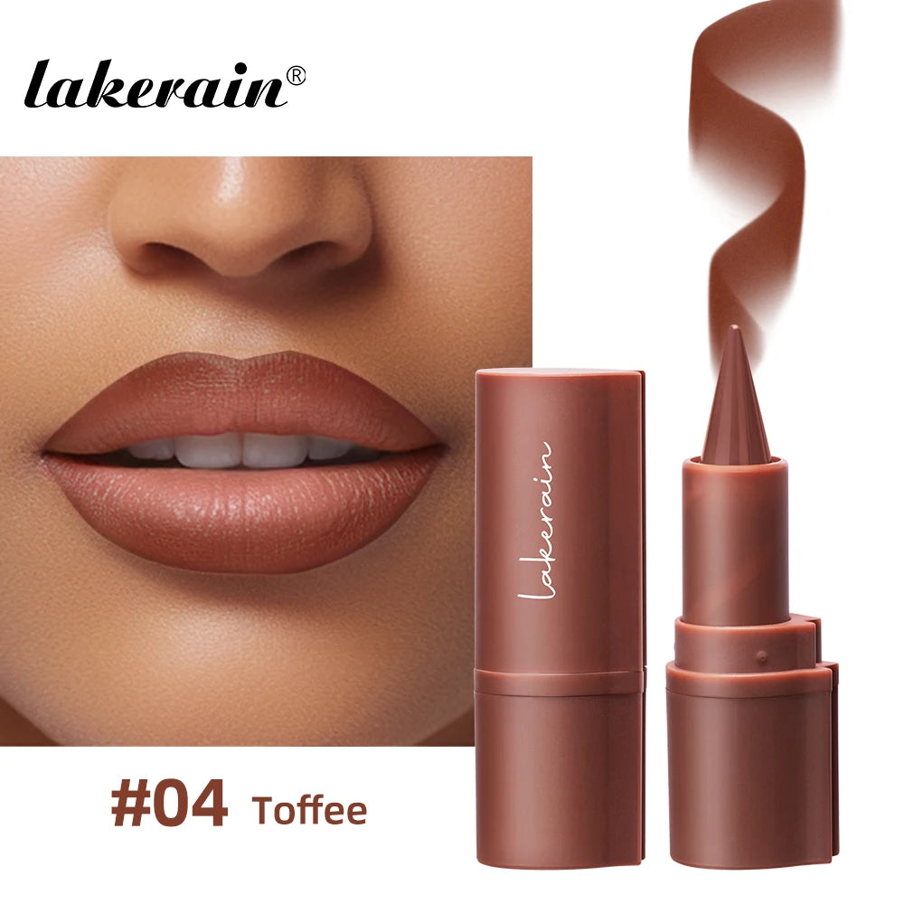 Lakerain matte toffee red-brown lipstick pen for gradient lip makeup with waterproof, long-lasting color coverage.