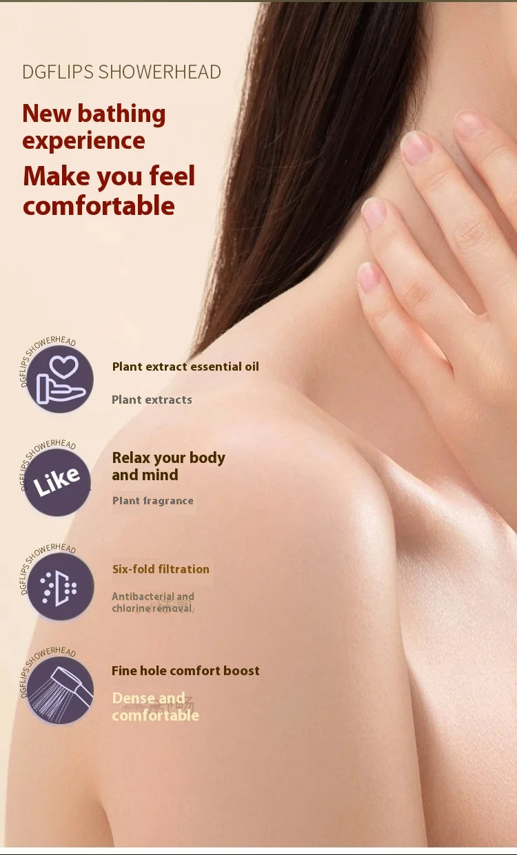 Shower experience with water droplets on shoulder, hand applying care