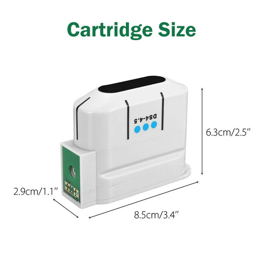 White HIFU anti-aging machine cartridge showing dimensions of 8.5cm by 6.3cm for professional face lifting ultrasound.
