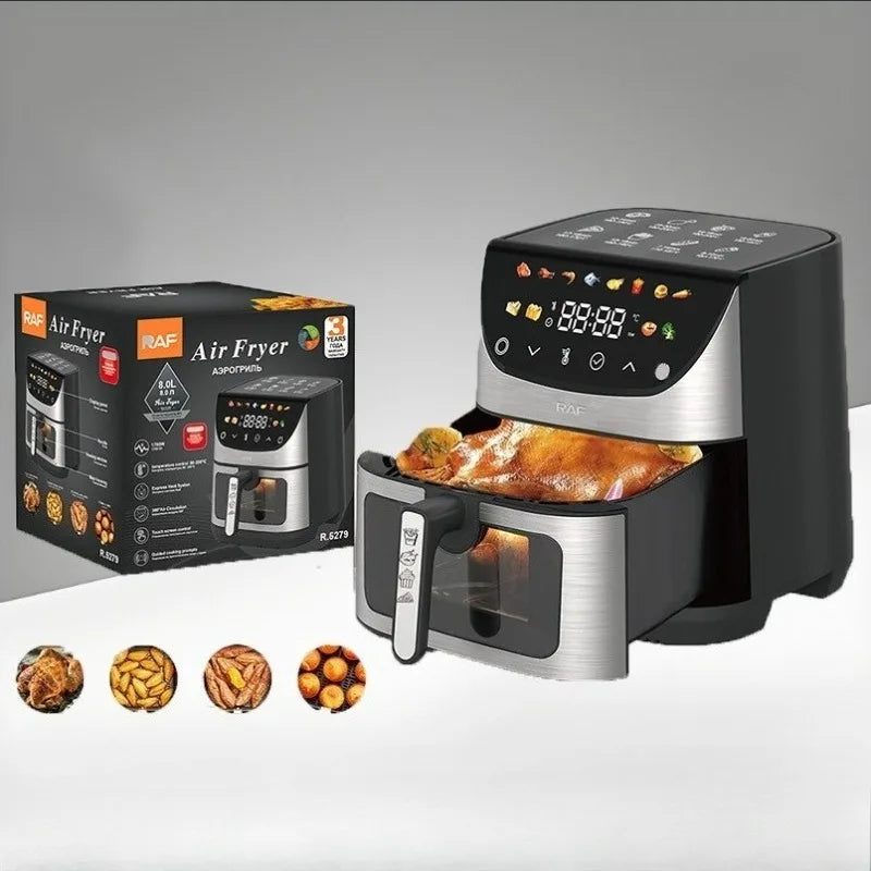 EU Plug New Digital Air Fryer Model 8 Liters Oil Free Professional Home Appliance Air Fryers Multifunctional Optional Airfryers