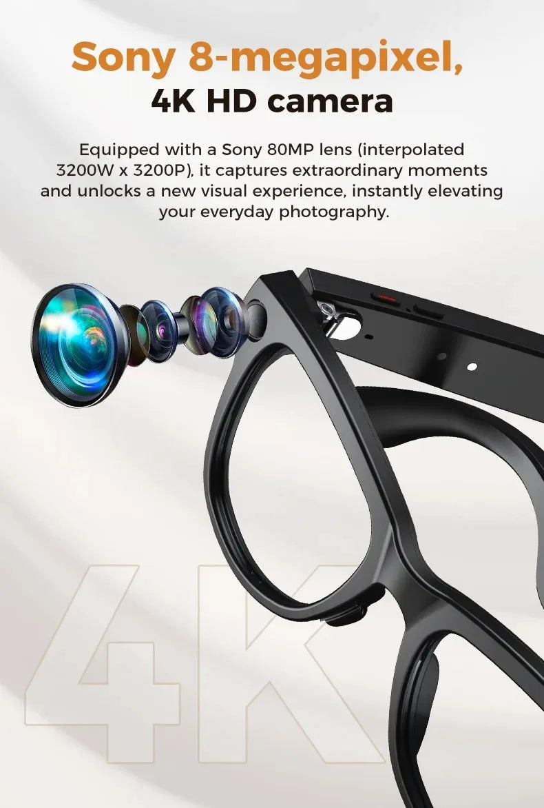 Tidesmit AI Smart Glasses: 4K Camera & Spatial Audio Bluetooth Eyewear Tidesmit