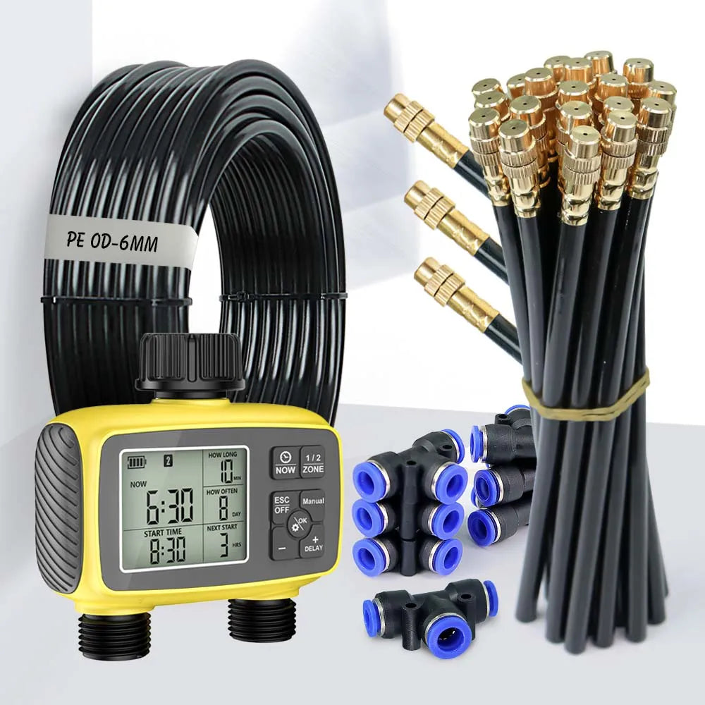 Intelligent Gardening Dual Zone Independent Controlled Timer Atomization Cooling System Kit Courtyard Automatic Watering Program
