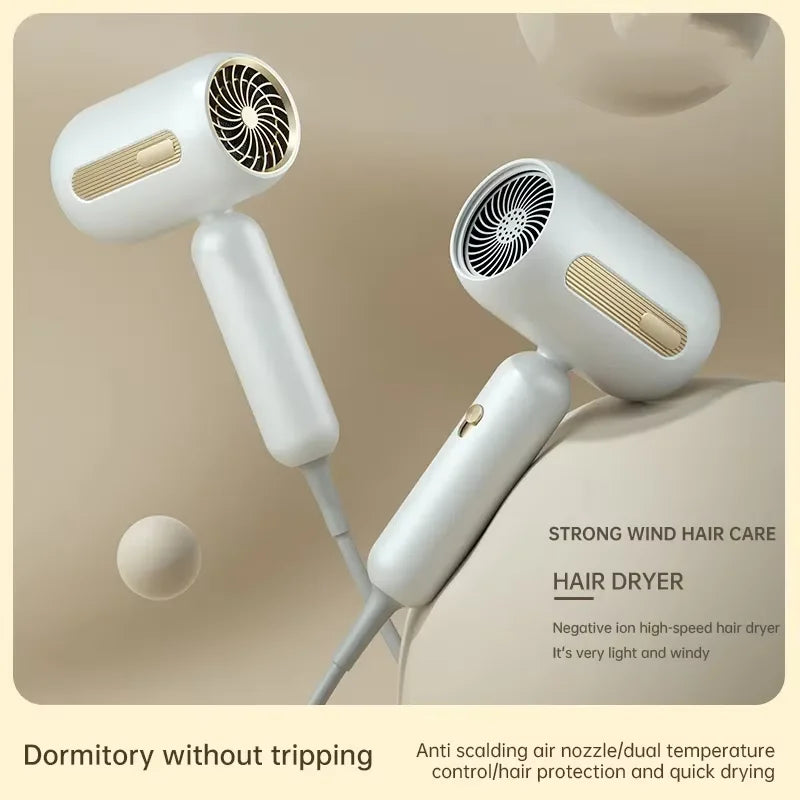 F41 high-speed white hair dryer with gold accents, constant temperature, and quick-drying tech for home or salon use.