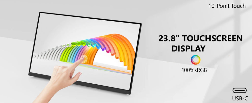 AHXJKA 23.8Inch 120Hz Portable Touch Monitor FHD 16:9 IPS Non-Touch Optional External Second Screen for Xbox PS4/5 Switch Phone